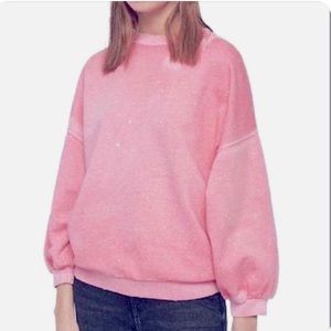 All Saints Storn Pink Splatter Sweatshirt- Size Large